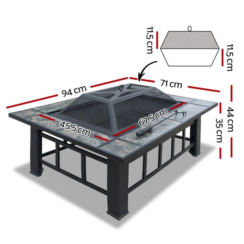 Fire Pit BBQ Grill Table Outdoor Garden Patio Camping Wood Charcoal Fireplace - Outbackers