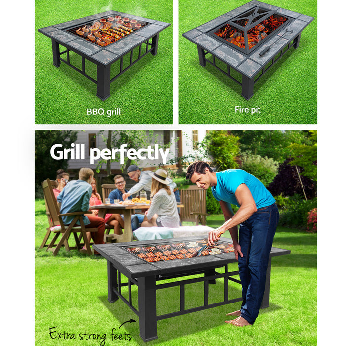 Fire Pit BBQ Grill Table Outdoor Garden Patio Camping Wood Charcoal Fireplace - Outbackers