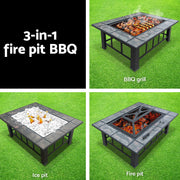 Fire Pit BBQ Grill Stove Table Ice Pits Patio Fireplace Heater 3 IN 1 - Outbackers