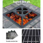 Fire Pit BBQ Grill Smoker Table Outdoor Garden Ice Pits Wood Firepit - Outbackers