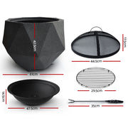 Grillz Outdoor Portable Fire Pit Bowl Wood Burning Patio Oven Heater Fireplace - Outbackers