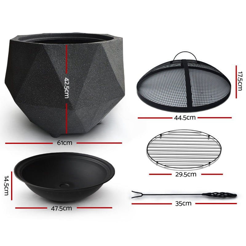 Grillz Outdoor Portable Fire Pit Bowl Wood Burning Patio Oven Heater Fireplace - Outbackers