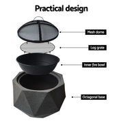Grillz Outdoor Portable Fire Pit Bowl Wood Burning Patio Oven Heater Fireplace - Outbackers