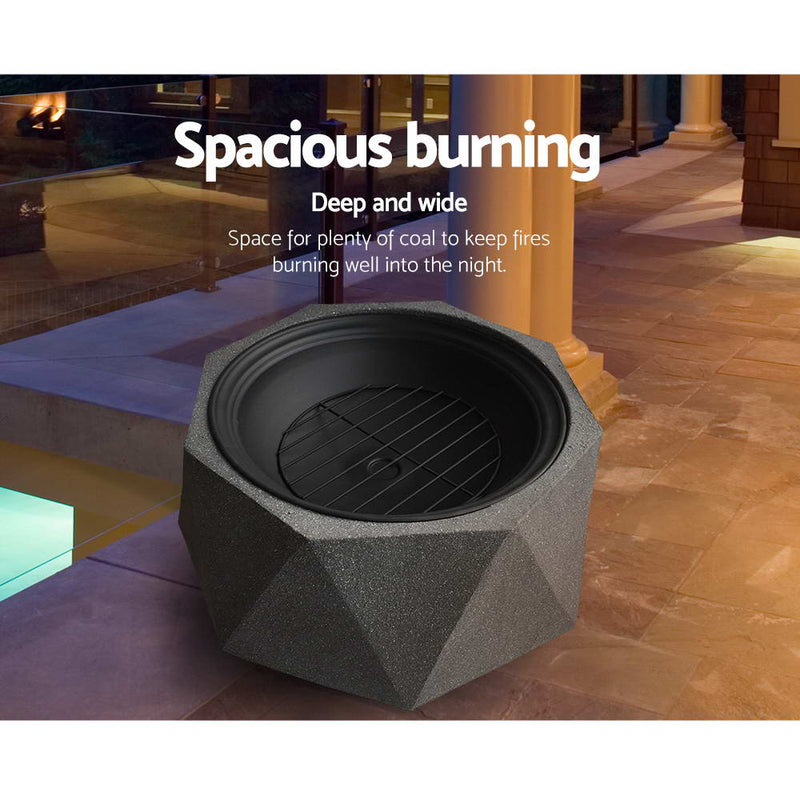 Grillz Outdoor Portable Fire Pit Bowl Wood Burning Patio Oven Heater Fireplace - Outbackers