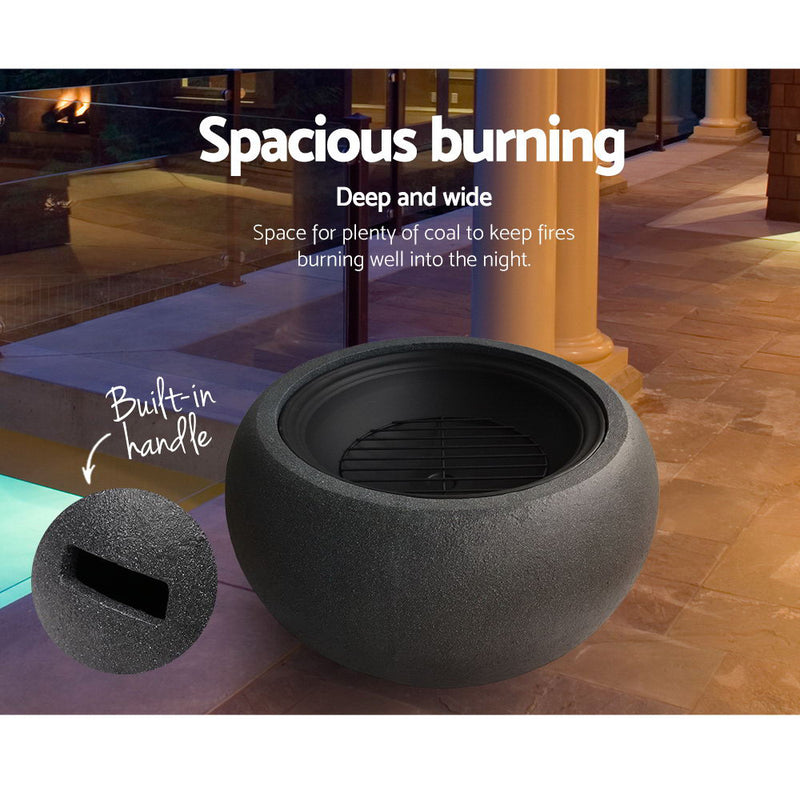 Grillz Outdoor Portable Fire Pit Bowl Wood Burning Patio Oven Heater Fireplace - Outbackers