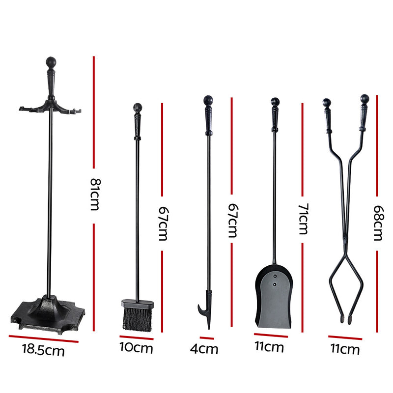 Grillz Fireplace Tool Set Fire Place Tools Poker Brush Shovel Stand Tongs - Outbackers