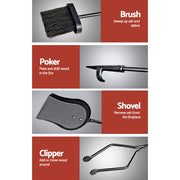 Grillz Fireplace Tool Set Fire Place Tools Poker Brush Shovel Stand Tongs - Outbackers