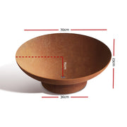 Grillz Fire Pit Charcoal Vintage Campfire Burner Rust Outdoor Steel Bowl 70CM - Outbackers