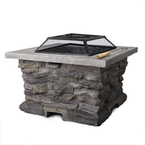 Grillz Stone Base Outdoor Patio Heater Fire Pit Table - Outbackers