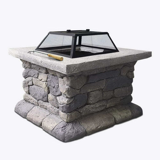 Grillz Fire Pit Outdoor Table Charcoal Garden Fireplace Backyard Firepit Heater - Outbackers