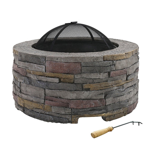 Grillz Fire Pit Outdoor Table Charcoal Fireplace Garden Firepit Heater - Outbackers