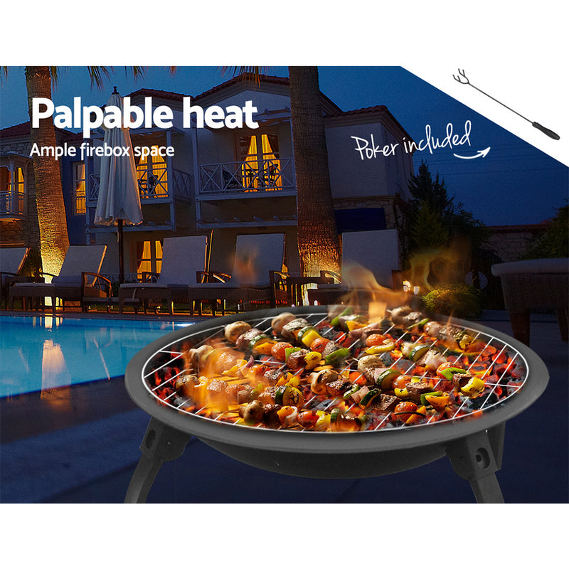 Fire Pit BBQ Charcoal Smoker Portable Outdoor Camping Pits Patio Fireplace 22" - Outbackers