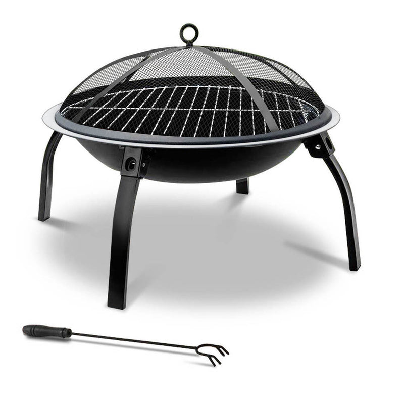 Fire Pit BBQ Charcoal Grill Smoker Portable Outdoor Camping Garden Pits 30" - Outbackers