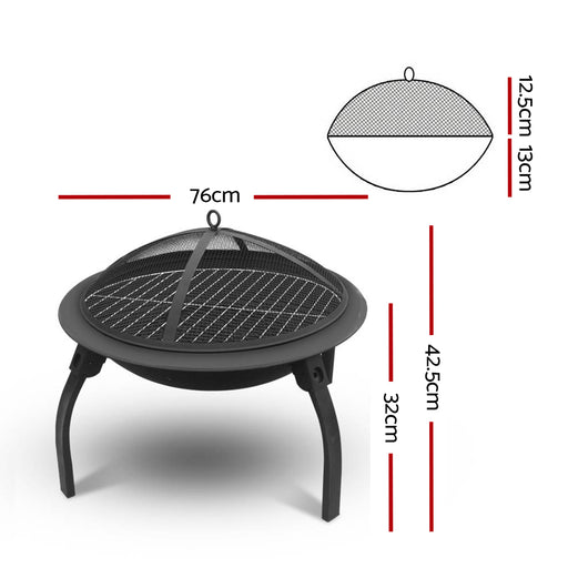 Fire Pit BBQ Charcoal Grill Smoker Portable Outdoor Camping Garden Pits 30" - Outbackers