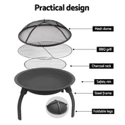 Fire Pit BBQ Charcoal Grill Smoker Portable Outdoor Camping Garden Pits 30" - Outbackers