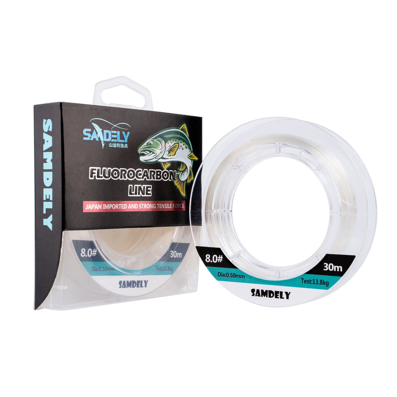Samdely Clear Fluorocarbon Leader, #8.0, 30lb, 30Mtr - Outbackers