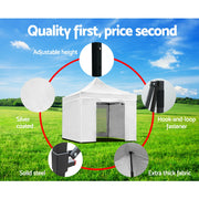 Instahut Gazebo Pop Up Marquee 3x3 Folding Wedding Tent Gazebos Shade White - Outbackers