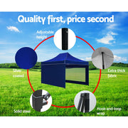 Instahut Gazebo Pop Up Marquee 3x4.5 Folding Wedding Tent Gazebos Shade Blue - Outbackers