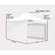 Instahut Gazebo Pop Up Marquee 3x4.5 Folding Wedding Tent Gazebos Shade White - Outbackers