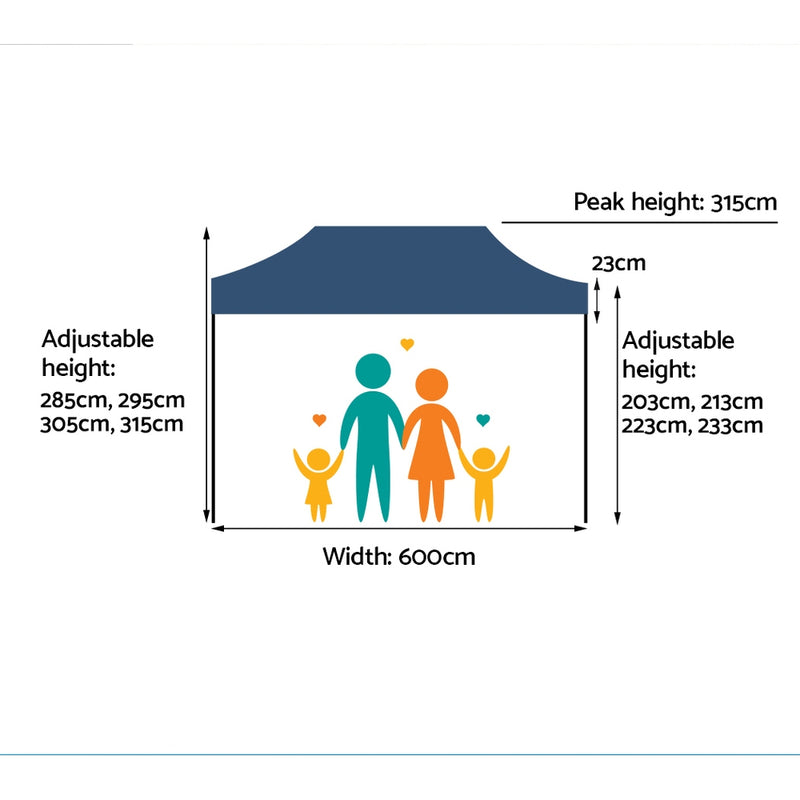 Instahut Gazebo Pop Up Marquee 3x6 Outdoor Tent Folding Wedding Gazebos Navy - Outbackers