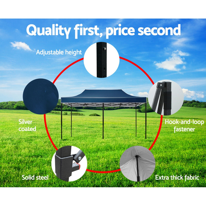 Instahut Gazebo Pop Up Marquee 3x6 Outdoor Tent Folding Wedding Gazebos Navy - Outbackers