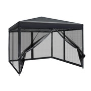 Instahut Gazebo Pop Up Marquee 3x3 Wedding Side Mesh Wall Outdoor Gazebos Black - Outbackers