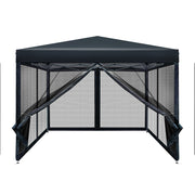 Instahut Gazebo Pop Up Marquee 3x3 Wedding Side Mesh Wall Outdoor Gazebos Black - Outbackers