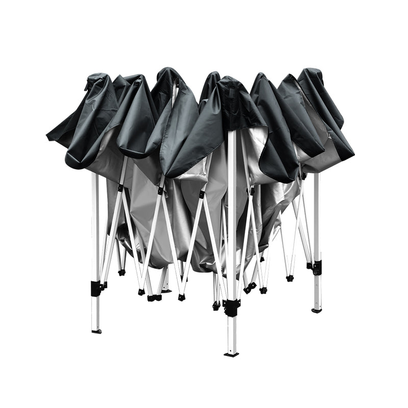 Instahut Gazebo Pop Up Marquee 3x3 Wedding Side Mesh Wall Outdoor Gazebos Black - Outbackers