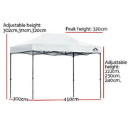 Instahut Gazebo Pop Up Marquee 3x4.5 Outdoor Wedding Gazebos Base Pod Kit White - Outbackers