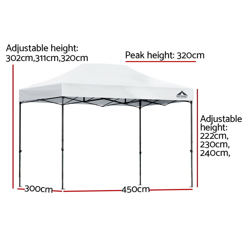 Instahut Gazebo Pop Up Marquee 3x4.5 Outdoor Wedding Gazebos Base Pod Kit White - Outbackers
