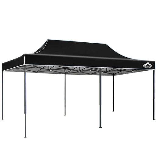 Instahut Gazebo Pop Up 3x6m w/Base Podx4 Marquee Folding Outdoor Wedding Camping Tent Shade Canopy Black - Outbackers