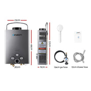 Devanti Portable Gas Water Heater 8LPM Outdoor Camping Shower Grey - Outbackers