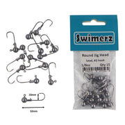 Swimerz Round Jig Head, 1/8 oz #2 Hook, 15 pack - Outbackers