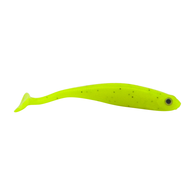 Swimerz Soft Shad 100mm Paddle Tail lure, Chartruese, 6 pack - Outbackers