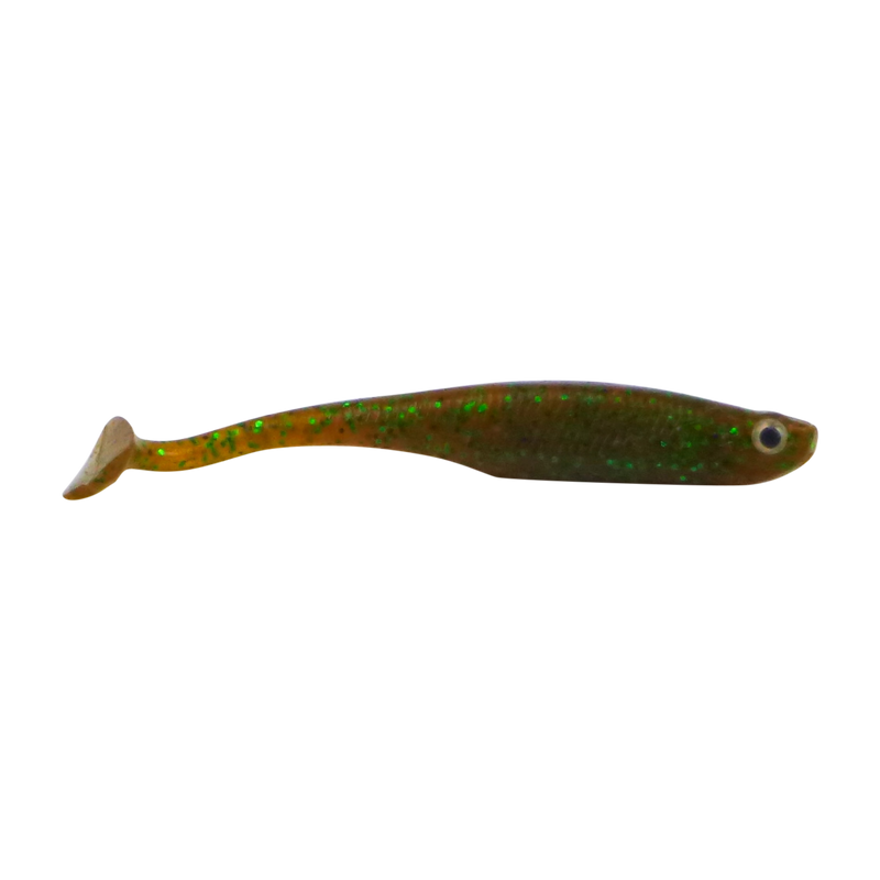 Swimerz Soft Shad 100mm Paddle Tail lure, Green Pumpkin, 6 pack - Outbackers