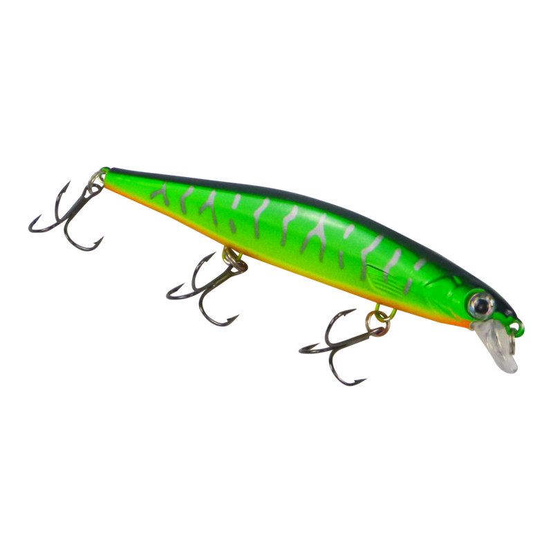 Finesse 'Chudan' 110mm Sinking/Diving Minnow, Lime Green - Outbackers