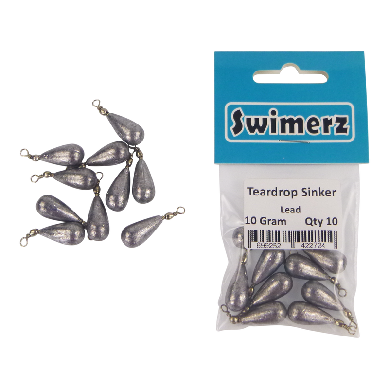 Swimerz 10gm Teardrop Sinker, Lead, 10 pack - Outbackers