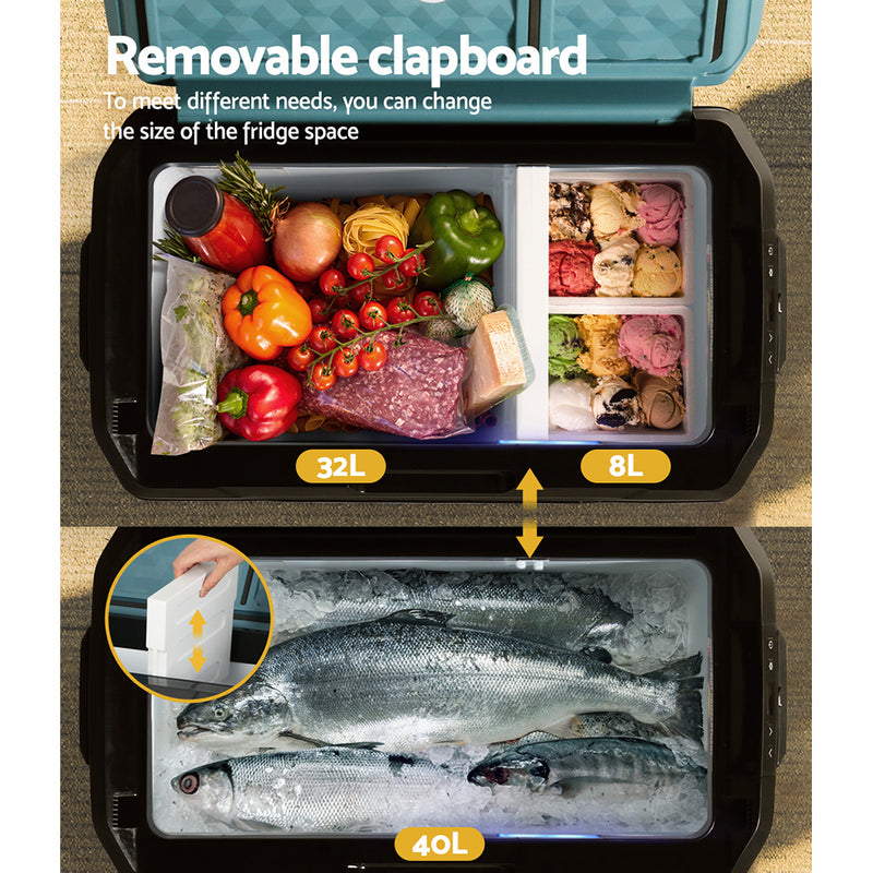 Glacio 40L Portable Fridge Freezer Fridges Cooler Camping 12V/24V/240V Caravan - Outbackers