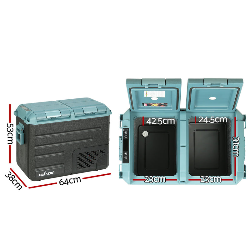 Glacio 50L Portable Fridge Freezer Fridges Cooler Camping 12V/24V/240V Caravan - Outbackers