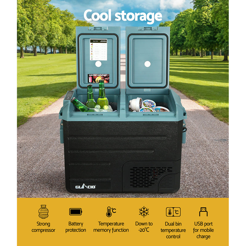 Glacio 50L Portable Fridge Freezer Fridges Cooler Camping 12V/24V/240V Caravan - Outbackers