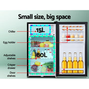 Glacio 95L Portable Fridge Bar Freezer Cooler Upright 12V/24V/240V Caravan 4WD Car Camping Black - Outbackers