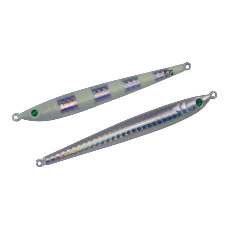 Finesse Pencil Jig, 40gm, Lumo Silver, 2 pack - Outbackers