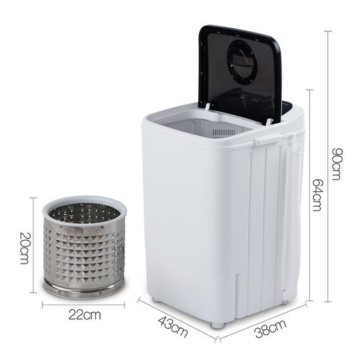 Devanti 4.6KG Mini Portable Washing Machine - Black - Outbackers