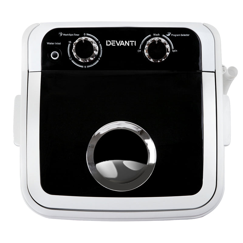 Devanti 4.6KG Mini Portable Washing Machine - Black - Outbackers