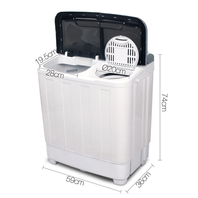 Devanti 5KG Mini Portable Washing Machine - White - Outbackers