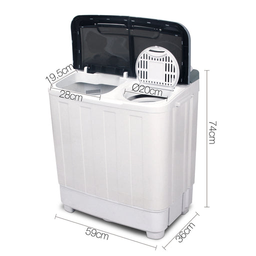 Devanti 5KG Mini Portable Washing Machine - White - Outbackers