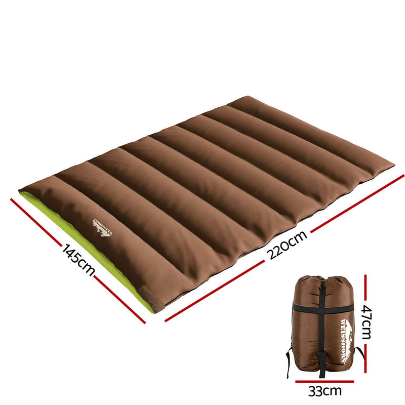 Weisshorn Sleeping Bag Double Bags Thermal Camping Hiking Tent Brown -5°C - Outbackers