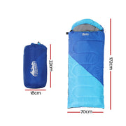 Weisshorn Sleeping Bag Bags Kids 172cm Camping Hiking Thermal Blue - Outbackers