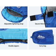 Weisshorn Sleeping Bag Bags Kids 172cm Camping Hiking Thermal Blue - Outbackers