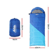 Weisshorn Sleeping Bag 136cm Kids Camping Hiking Winter Blue - Outbackers